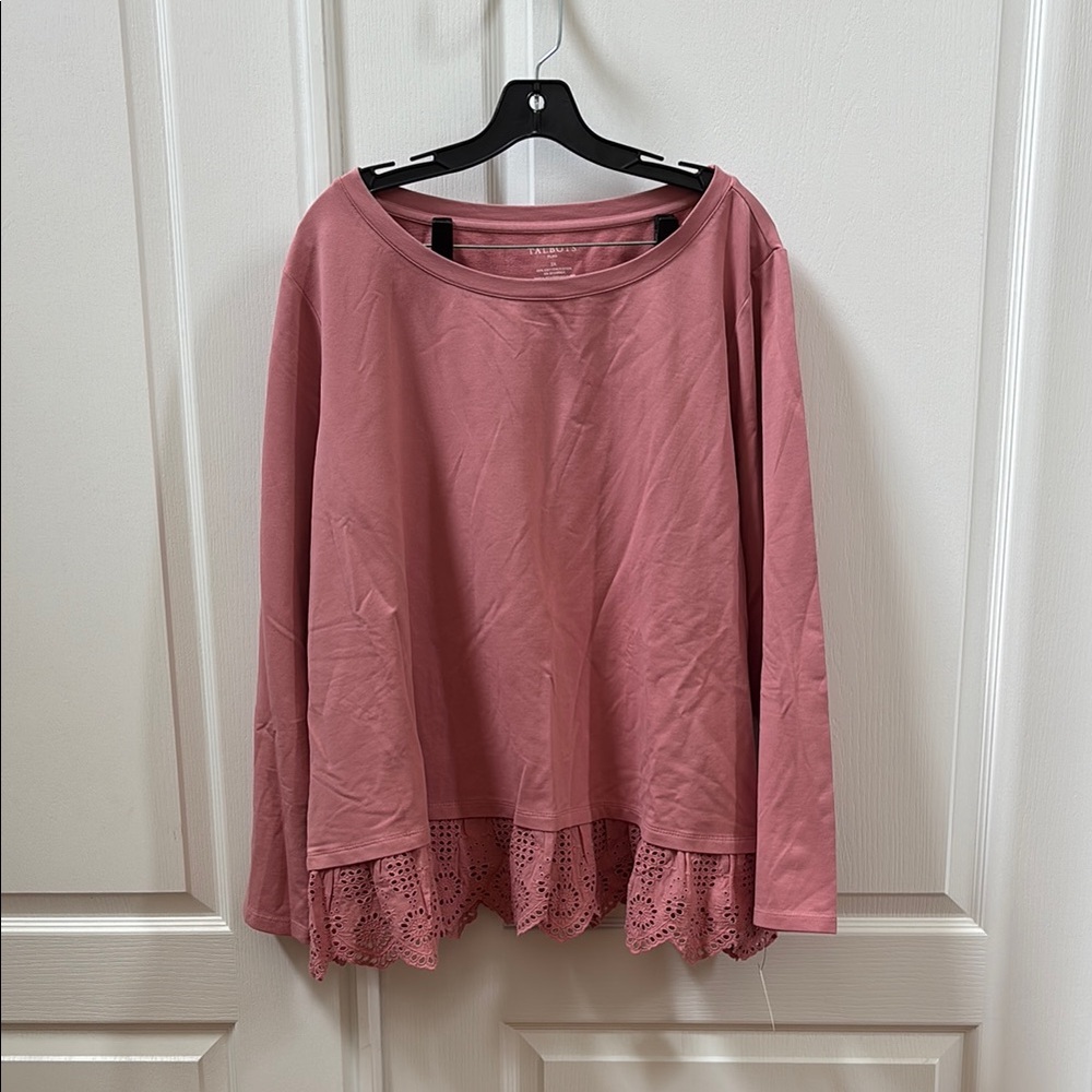 Talbots Pink Long Sleeve Peplum Top